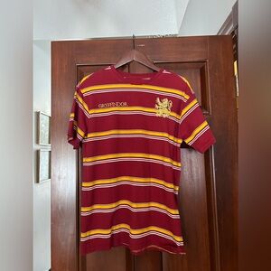 BoxLunch Harry Potter Gryffindor Striped Tee Embroidered Crest SM